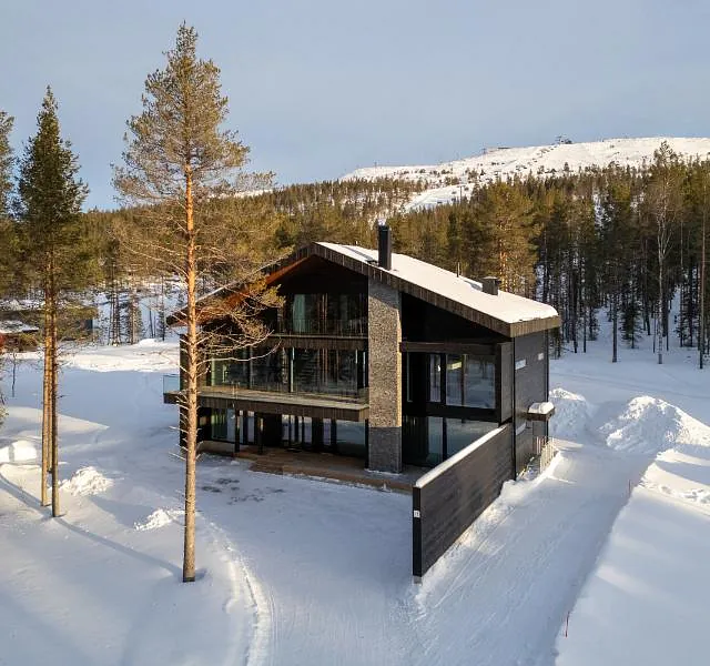 Modern house in snowy landscape