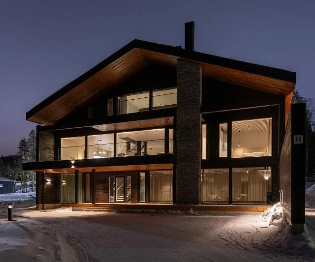 Modern house at night