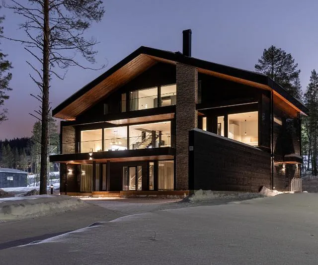 Modern house in snowy landscape