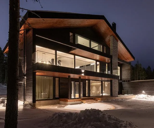 Modern house at night