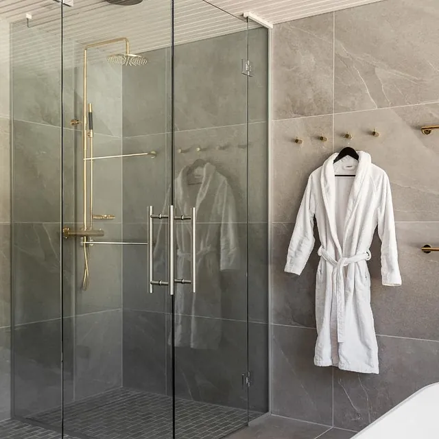 Modern bathroom with glass shower