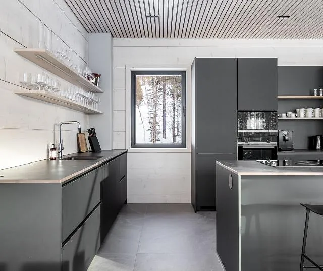 Modern kitchen with window view